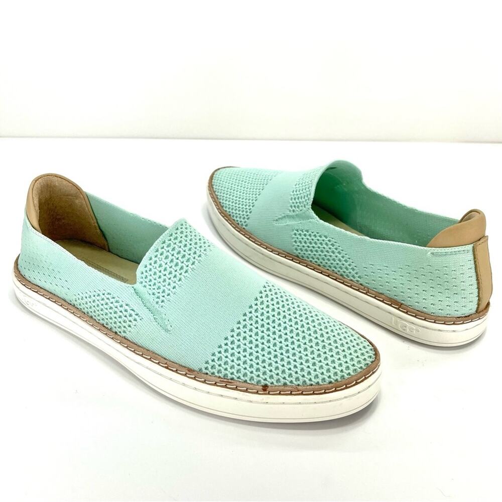 UGG Women's Mint Green Knit Slip-On Sneakers with Tan Heel Tab
